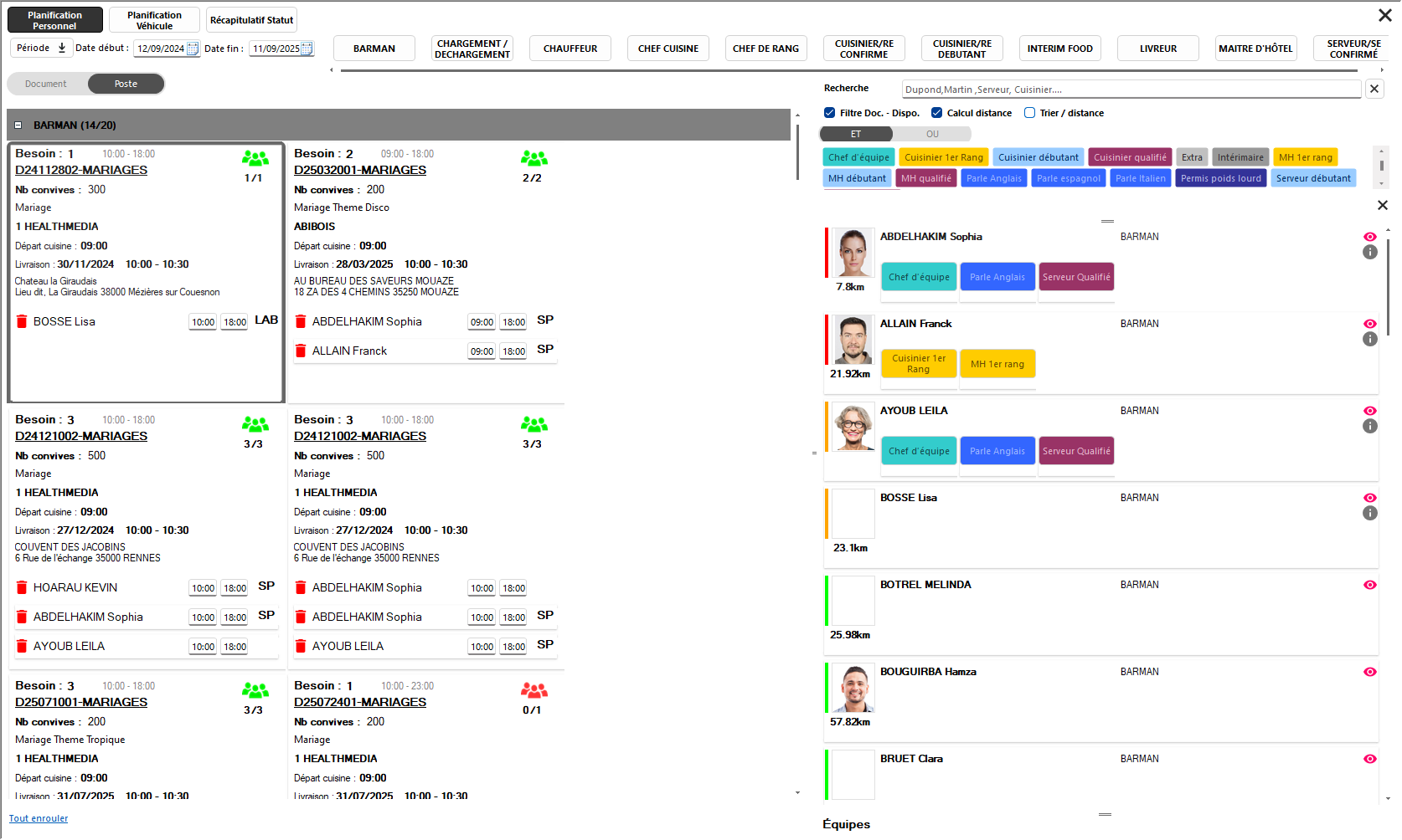 Planification par Poste