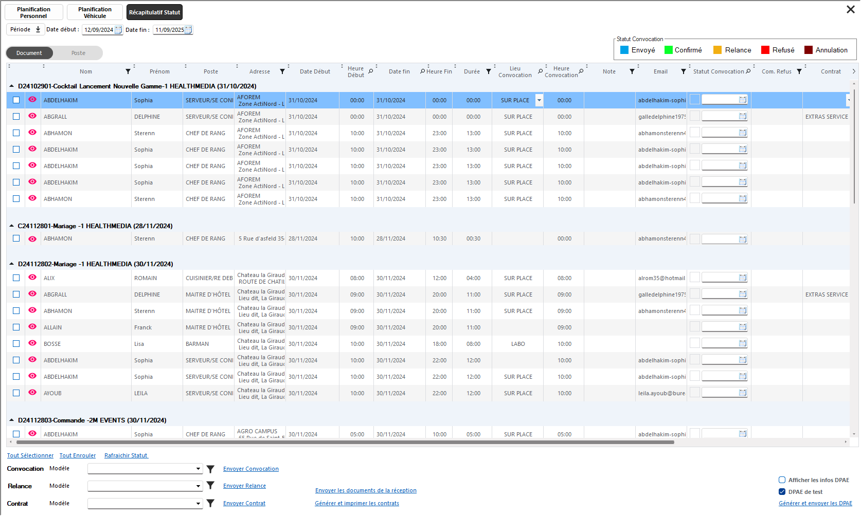 Planification Personnel et Véhicules